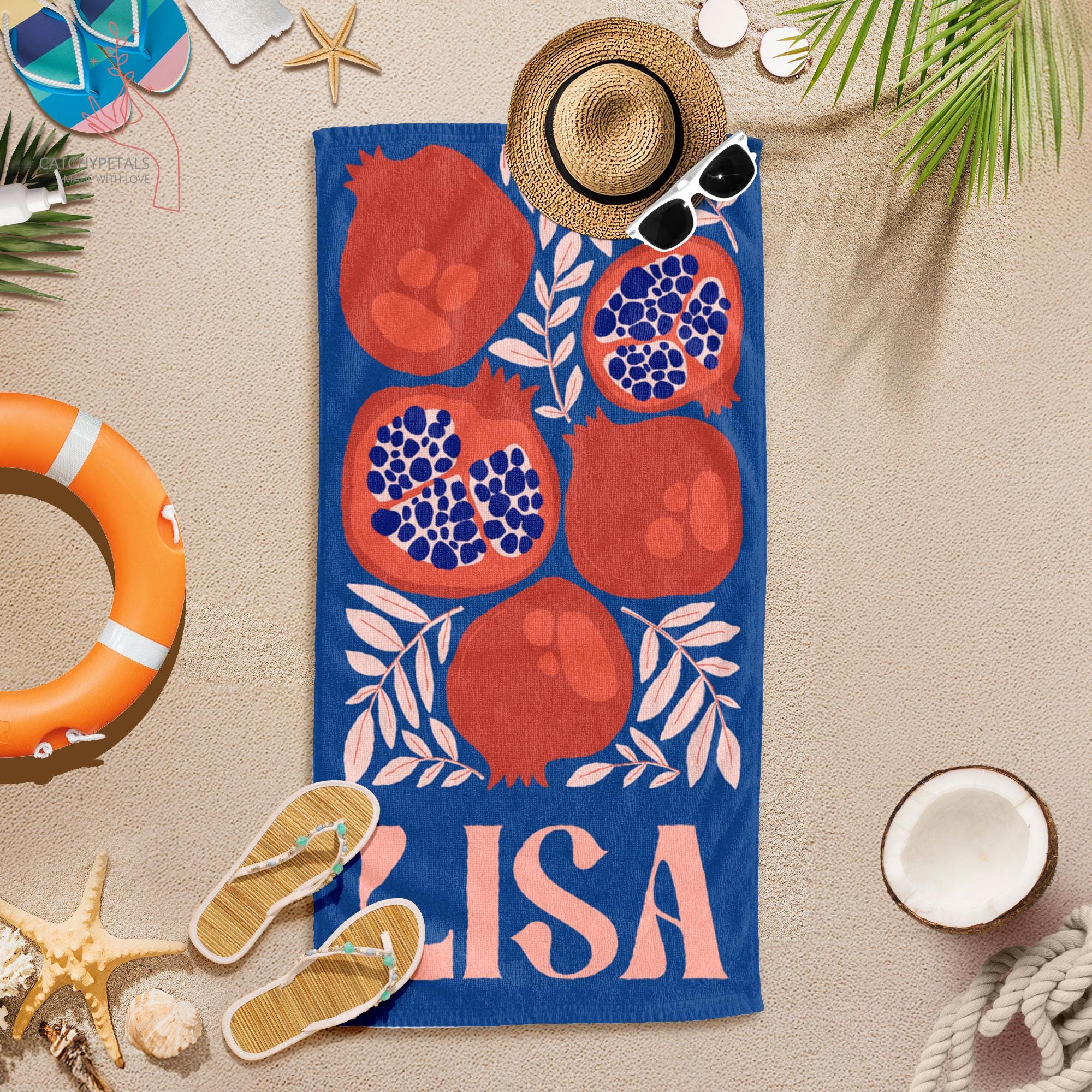 Personalized Retro Beach Towel with Name,Groovy Vibes Beach,Retro Floral Towel,Pool Towel,Bachelorette Party,Vacation Gift,Summer Trip Towel