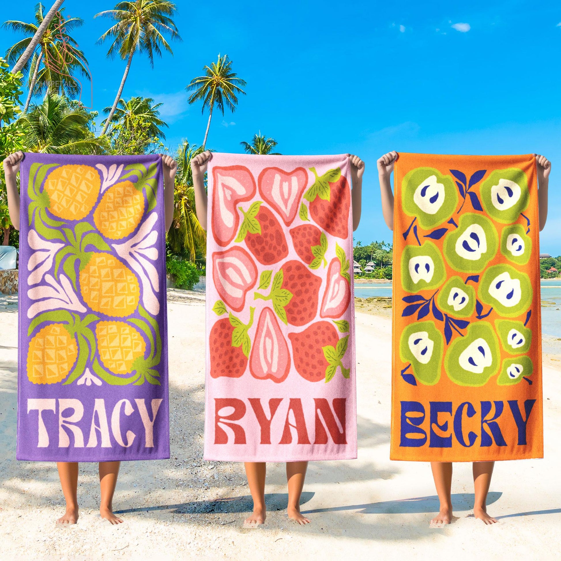 Personalized Retro Beach Towel with Name,Groovy Vibes Beach,Retro Floral Towel,Pool Towel,Bachelorette Party,Vacation Gift,Summer Trip Towel