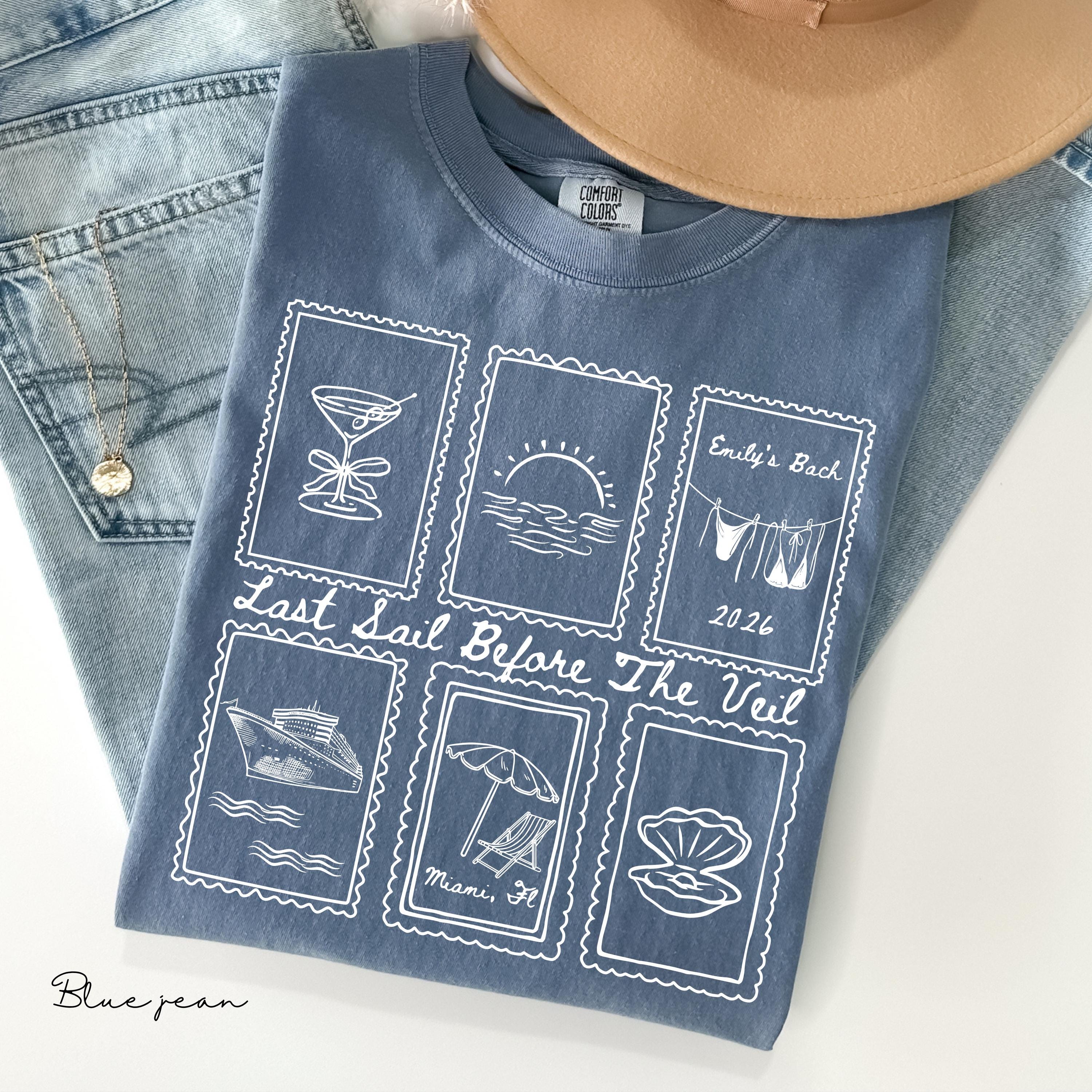 Comfort Colors Last Sail Before The Veil Boat Girls Trip Tee,Custom Bachelorette Cruise Shirts, Personalized Nautical Bach Party, Bikini