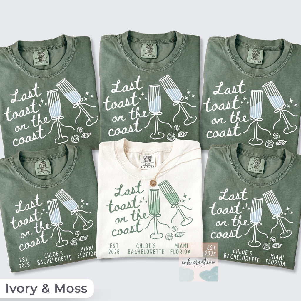 Last Toast on the Coast Shirt, Custom Beach Bachelorette Shirts, Personalized Bachelorette Shirts, Custom Location, Custom Bach Party Shirts