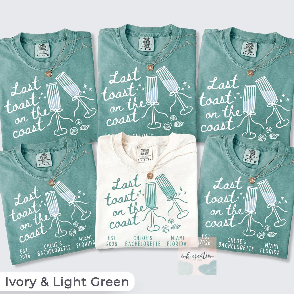 Last Toast on the Coast Shirt, Custom Beach Bachelorette Shirts, Personalized Bachelorette Shirts, Custom Location, Custom Bach Party Shirts