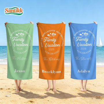 Personalized Family Vacation 2026 Beach Towel,Custom Name Beach Towel,Name Towel,Matching Family Towels,Beach Trip Gift,Cousin Crew Vocation