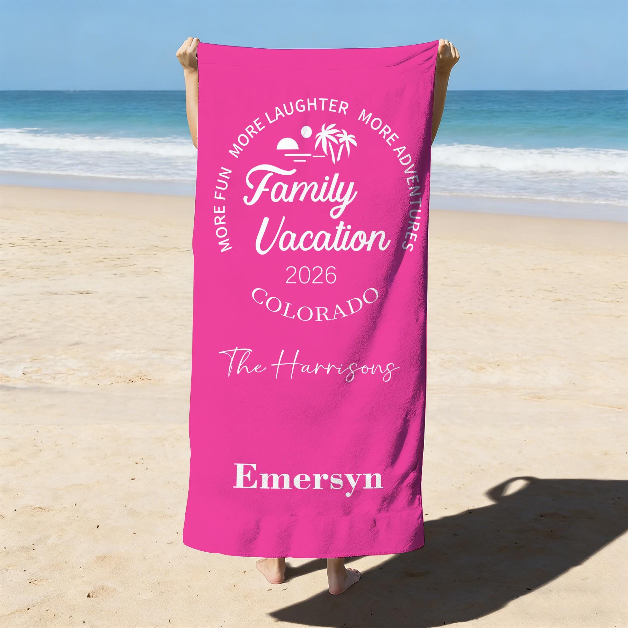 Personalized Family Vacation 2026 Beach Towel,Custom Name Beach Towel,Name Towel,Matching Family Towels,Beach Trip Gift,Cousin Crew Vocation
