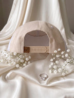 Bride Hat White Beige Embroidered, Bridal Hat, Bachelorette Party Hat, Wedding Gift for Bride, Honeymoon Hat, Future Mrs Cap