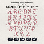 Elegant Script Monogram Alphabet Embroidery Design, Swirly Font A-Z Machine Embroidery Letters, Custom Name Initials Set, Digital Download