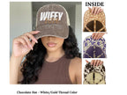 Custom Embroidered Wifey Wedding Date Gift for New Bride To-Be Text Mesh-Back Snapback Ponytail Retro Baseball Cap Vintage Style Trucker Hat
