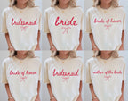 Coquette Bow Bride Shirt, Bachelorette Party Matching Tees, Bridesmaid Tee, Wedding Day Gift, Bridal Shower Shirts