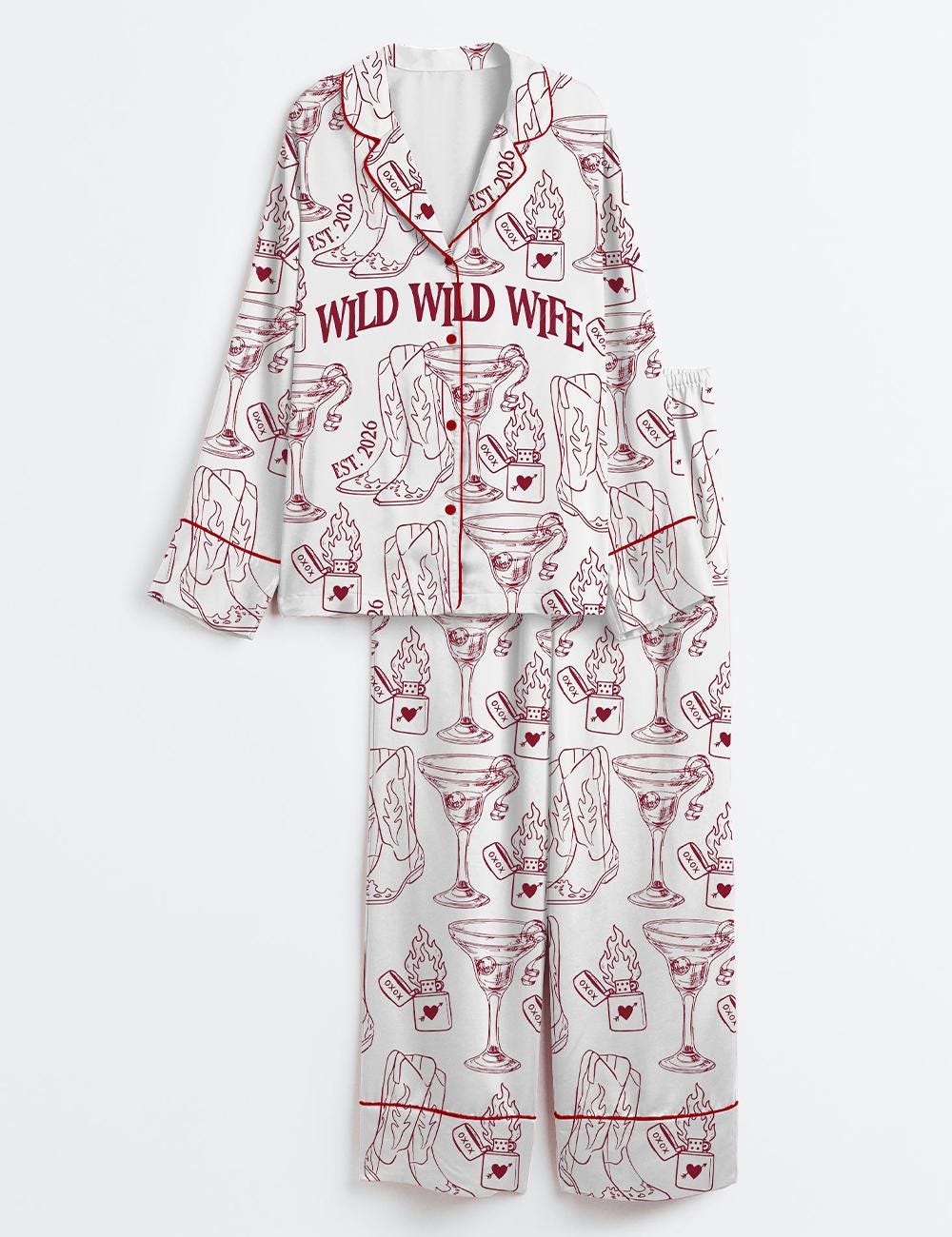 Wild Wild Wife Pajama Set Cowgirl Bachelorette Party Outfit Western Bride Sleepwear Shorts