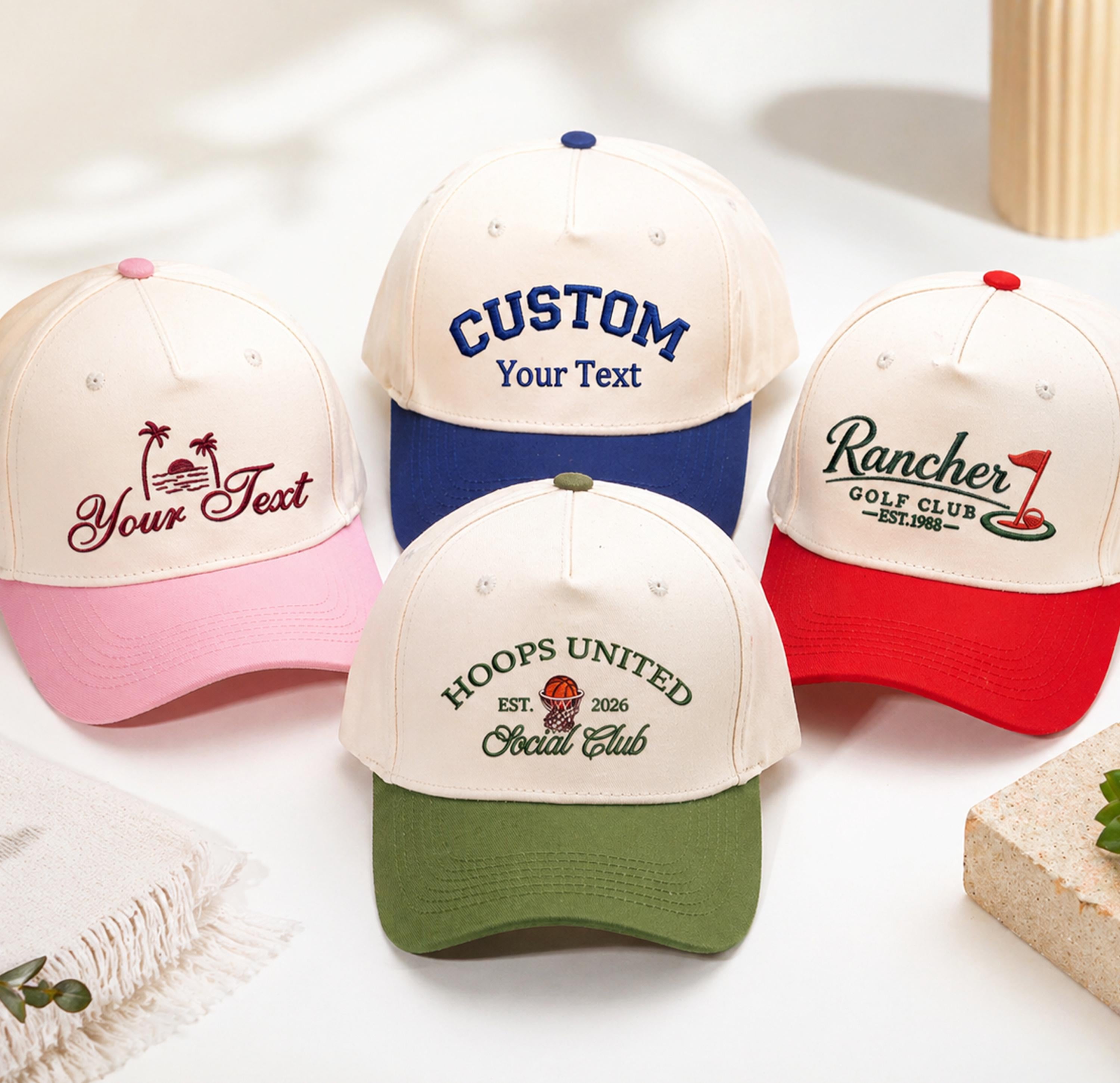 Custom Embroidered Trucker Hat, Happy Camper Hat, Dad hat,Matching Group Hats, Girls Trip Cap, Vacation Hat, Bachelorette Gift,Summer hat