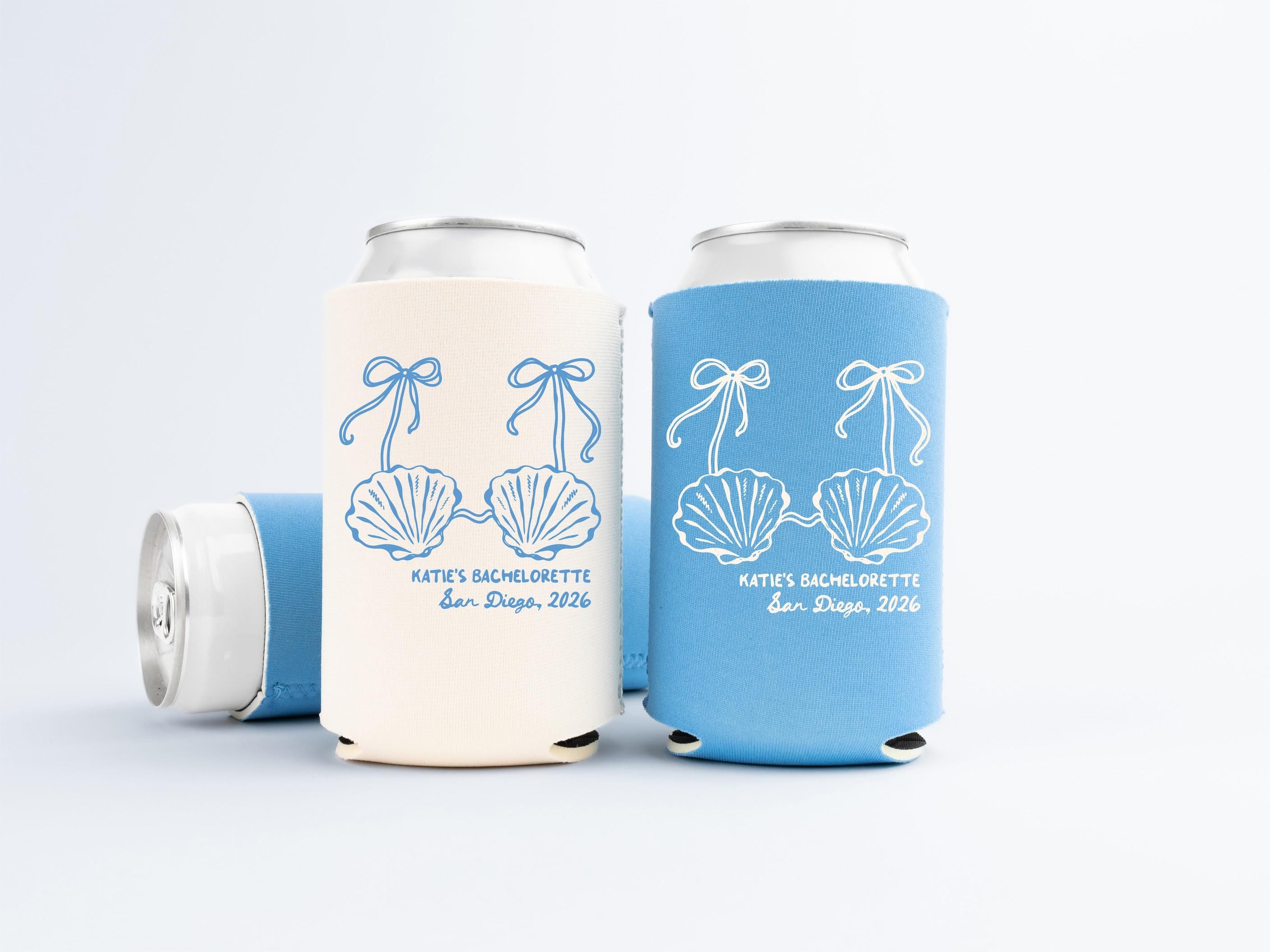 Mermaid Bachelorette Can Coolers - Custom Last Splash Bachelorette Party Favors - Personalized Cozies in Regular and Slim Size