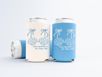 Mermaid Bachelorette Can Coolers - Custom Last Splash Bachelorette Party Favors - Personalized Cozies in Regular and Slim Size