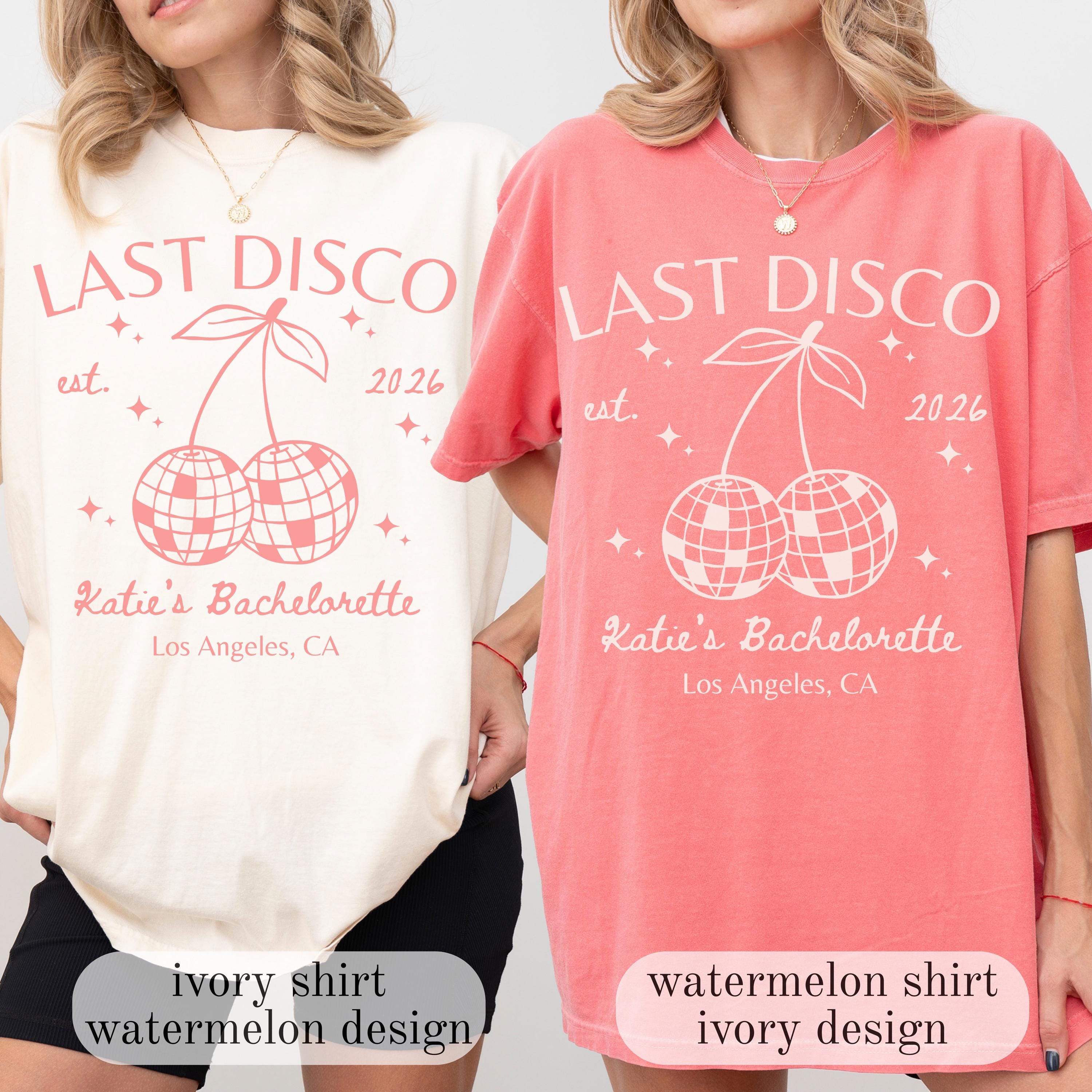 Last Disco Comfort Colors® Shirts, Custom Disco Bachelorette Party Tees, Luxury Bachelorette, Western Bach Cocktail Club Bridal Shower Gift