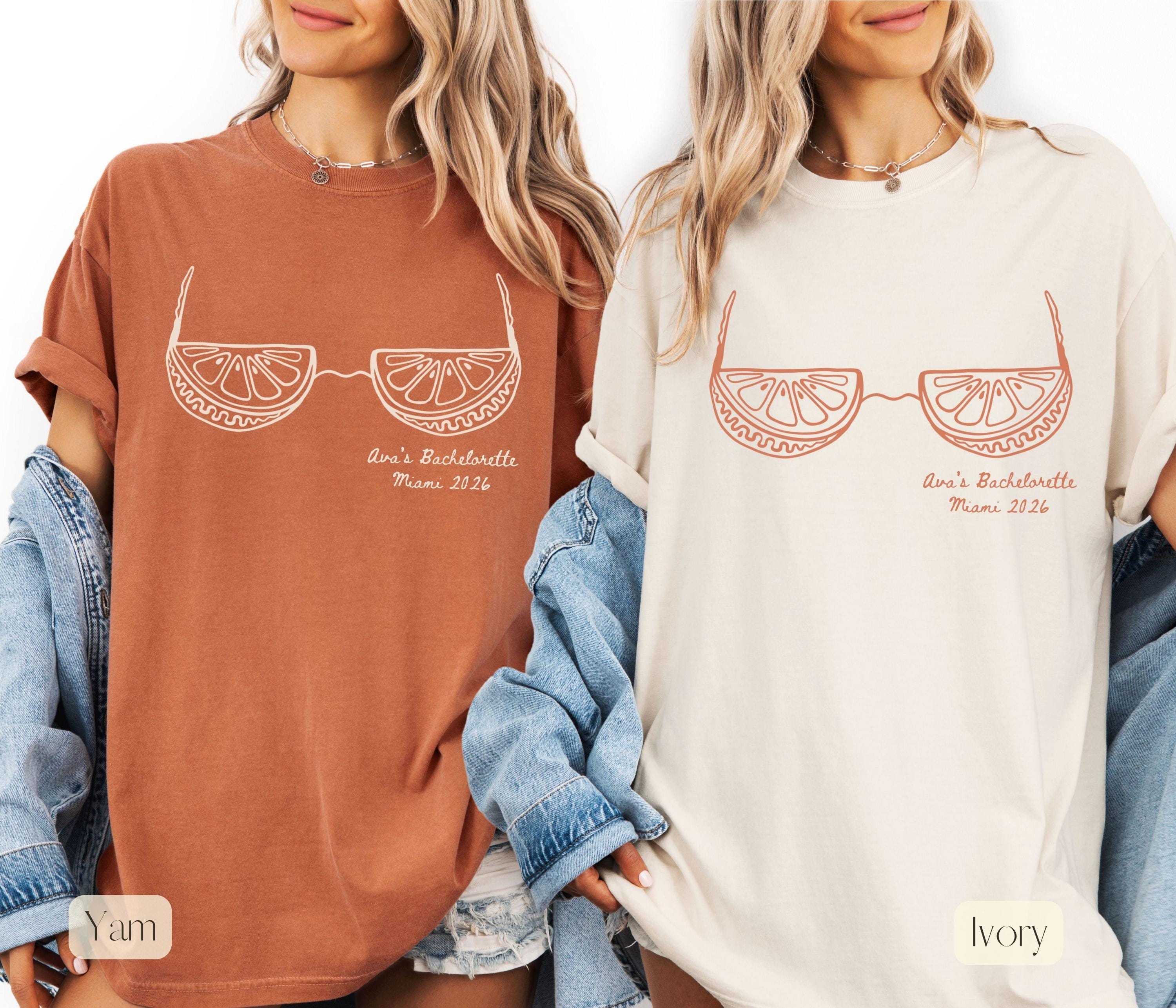 Summer Bachelorette Party Shirts, Orange Main Squeeze Bach, Fresh Off The Market Shirts, Bikini Bachelorette Shirts, Bach Party Tees