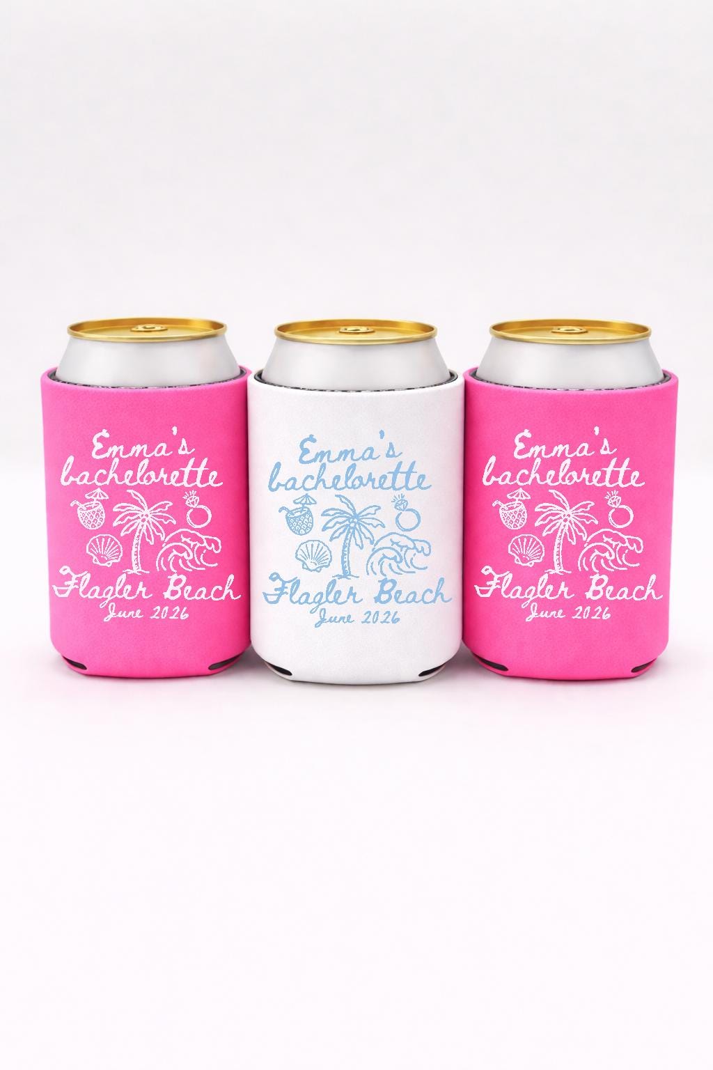 Personalized Bachelorette Can coolers • Beach Bachelorette Can Coolers • Trendy Bachelorette Party Favor • Girls Trip Gift • Bride cooler