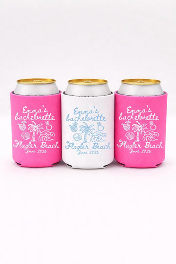 Personalized Bachelorette Can coolers • Beach Bachelorette Can Coolers • Trendy Bachelorette Party Favor • Girls Trip Gift • Bride cooler