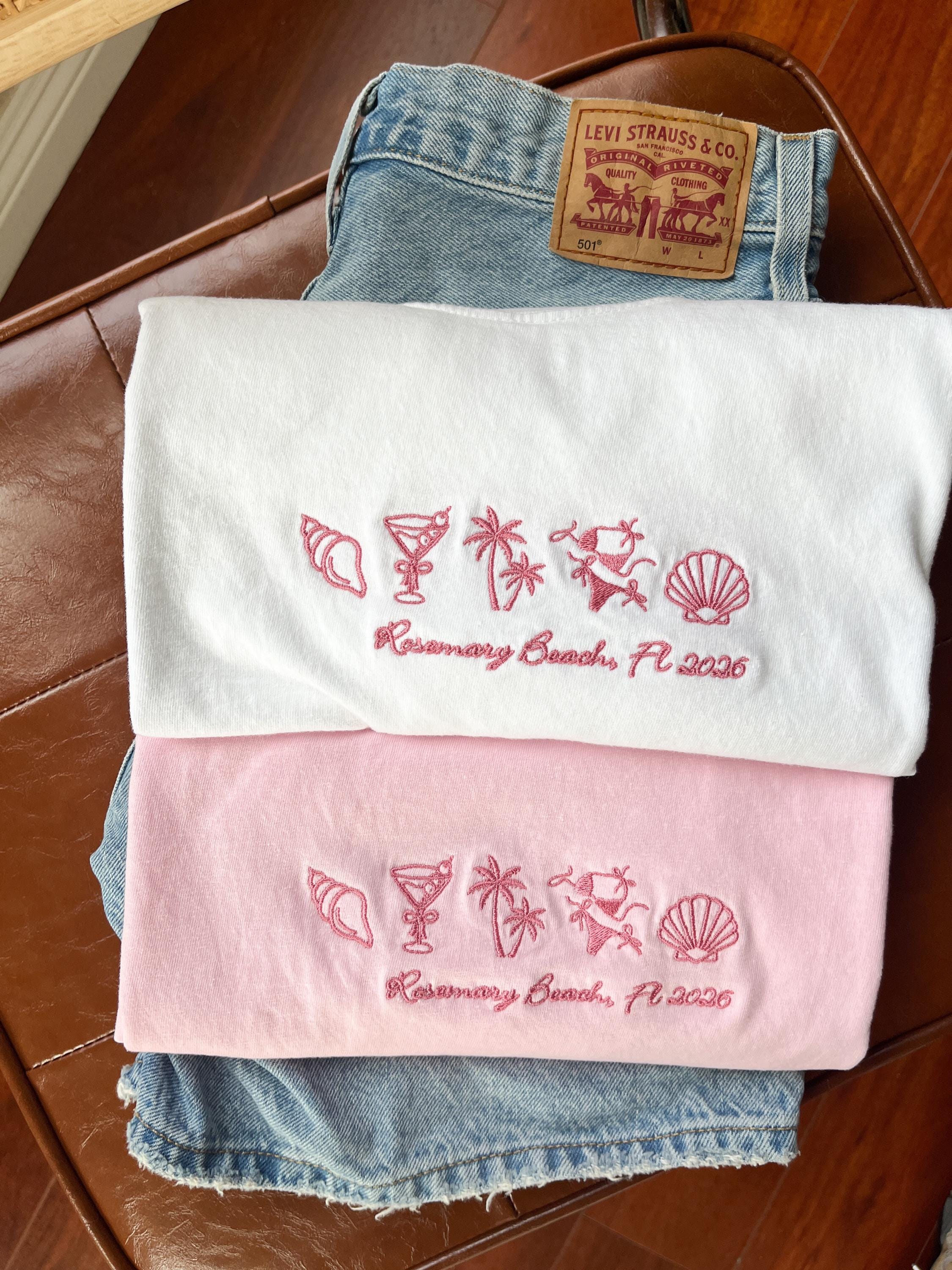 Embroidered Beach Bachelorette Shirts, Custom Bach T-shirt, Coastal Bride, Miami Bridal Party, Bikini Martini Bach, Comfort Colors Tee