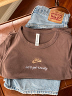 Custom Embroidered Cowgirl Bachelorette Baby Tee Shirt, Nashville Bach Party, Western Bride, Rodeo Bach Crop Tops, Country Bach Party Shirts