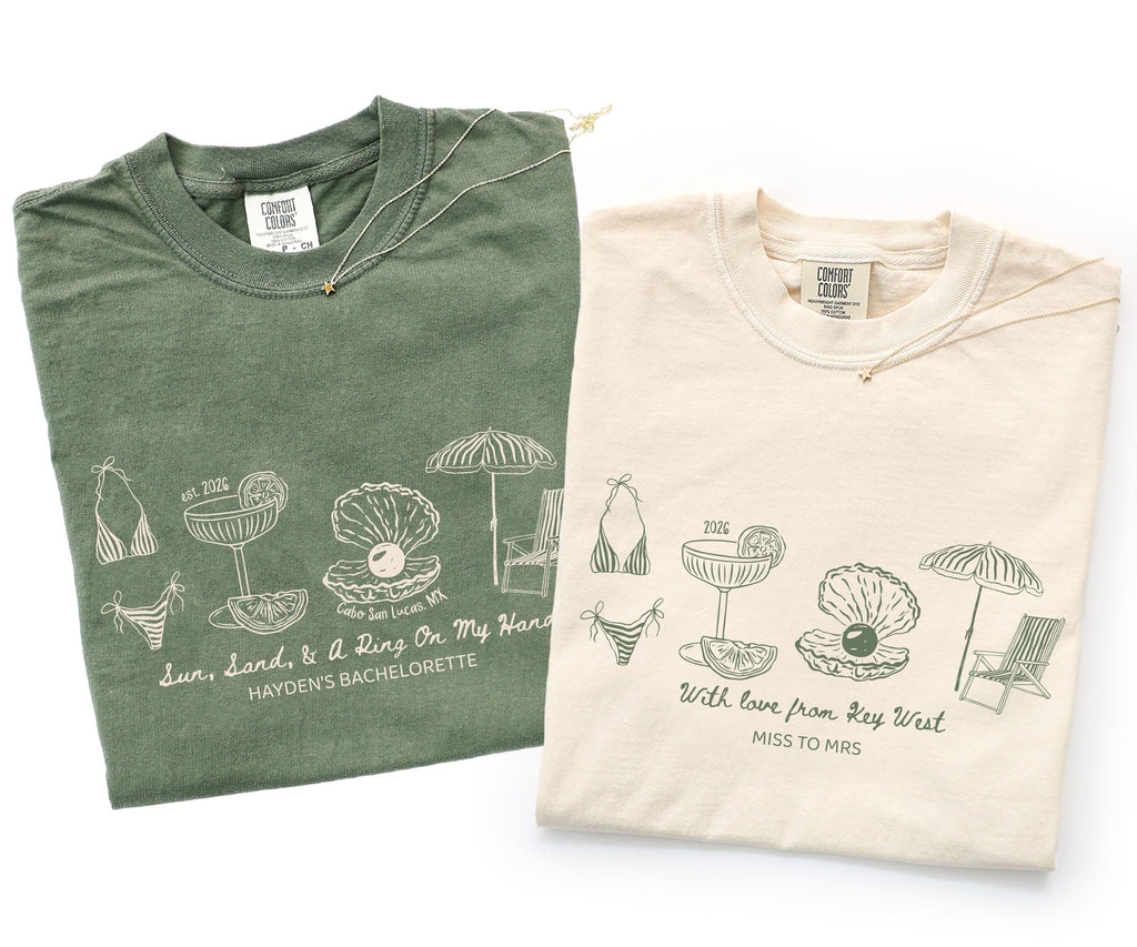 Custom Beach Bach Party Shirt, Comfort Colors Coastal Bride Tee, Matching Beach Bridal Party Gift