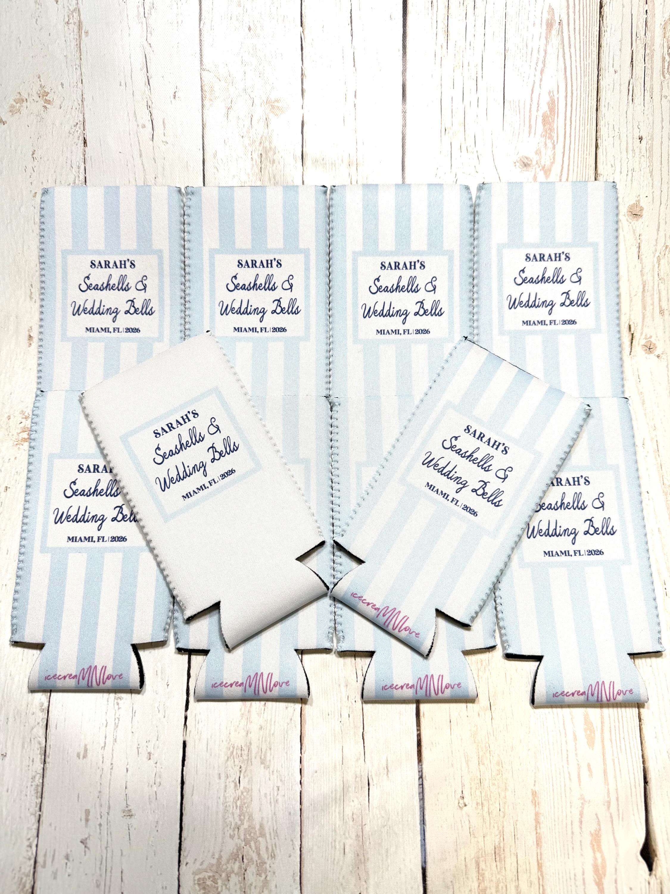 Beach Bachelorette Can Coolers, Personalized Coastal Themed Can Coolers, Coastal Birthday Party Favors – Custom Drink Holder - NOBOWS