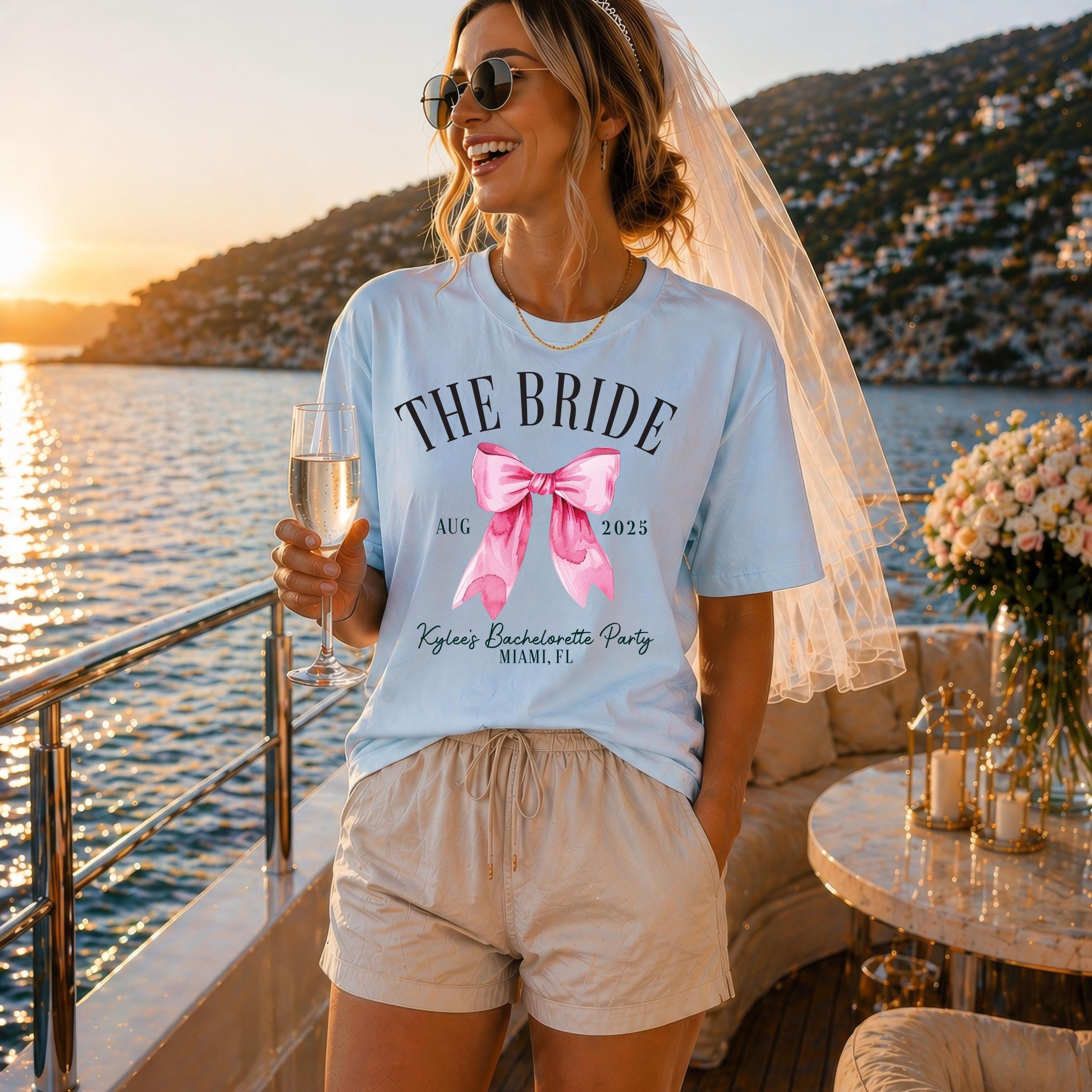 Coquette Bachelorette Shirts, Bow Bach Club Shirt, Pink Bow Bride Squad, Custom Bachelorette Party Shirts, Girls Trip Outfit