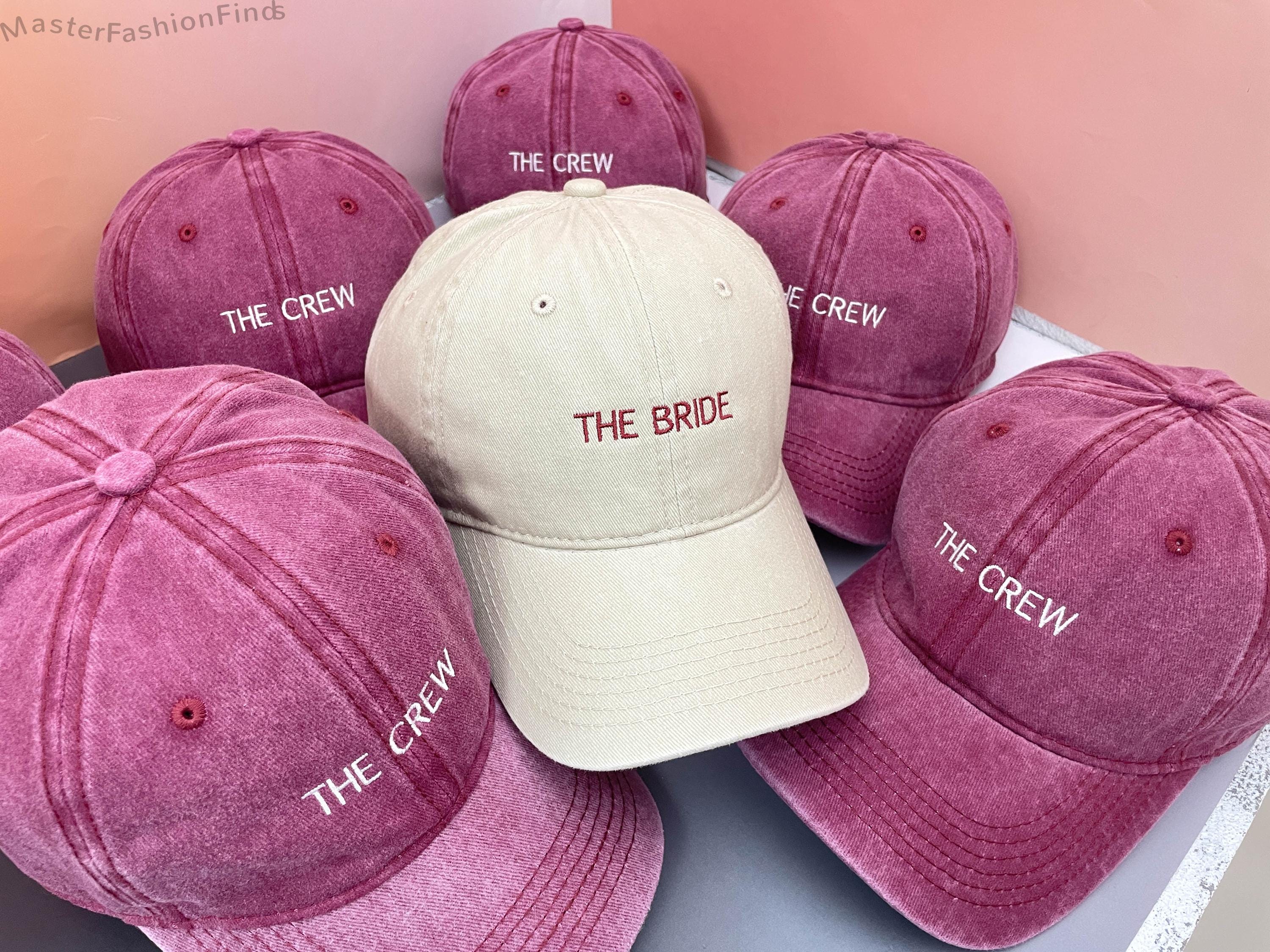 Personalized The Bride & Crew Baseball Cap | Embroidered Bride Tribe Hats | Bachelorette Party Favors and Bridal Shower Gift