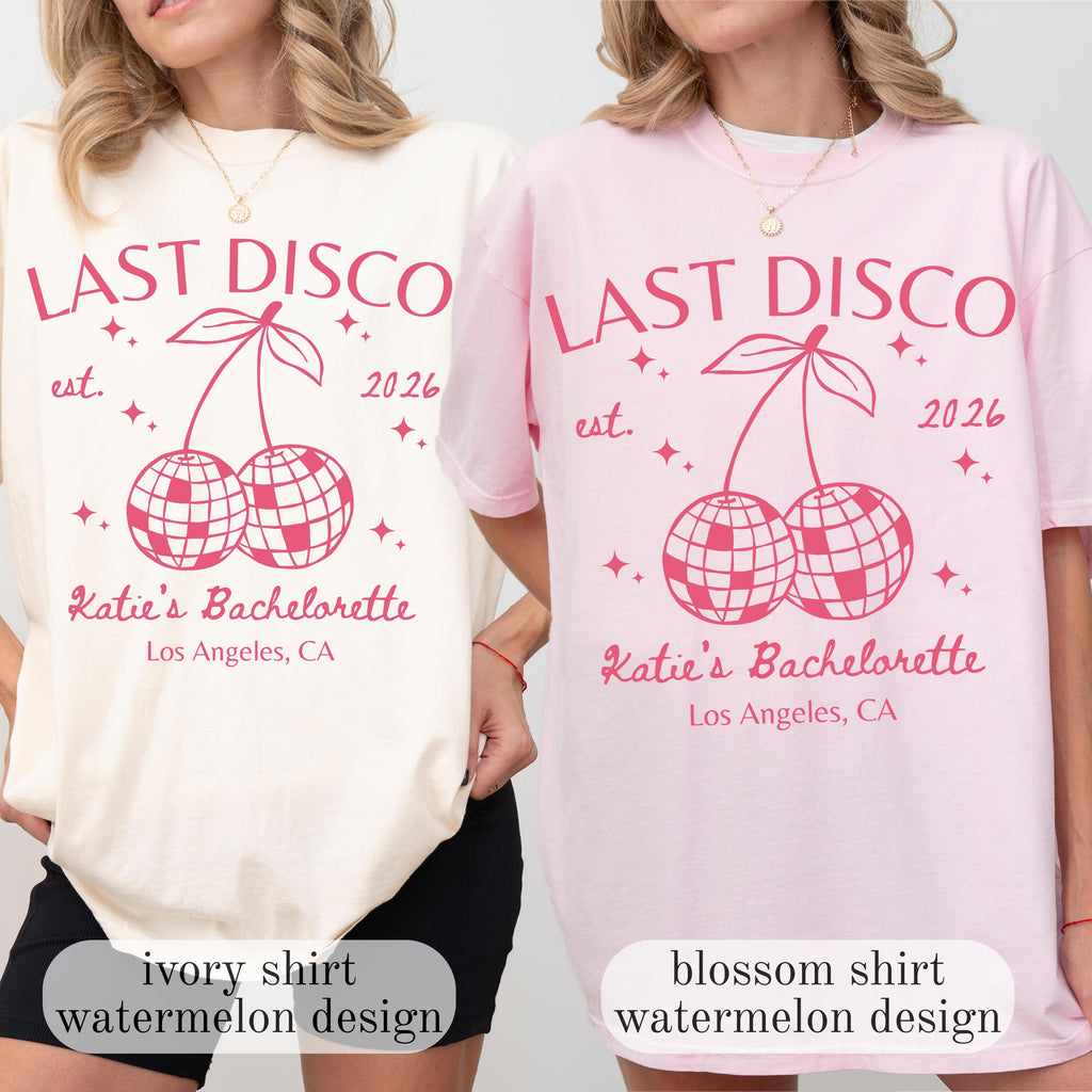Last Disco Comfort Colors® Shirts, Custom Disco Bachelorette Party Tees, Luxury Bachelorette, Western Bach Cocktail Club Bridal Shower Gift