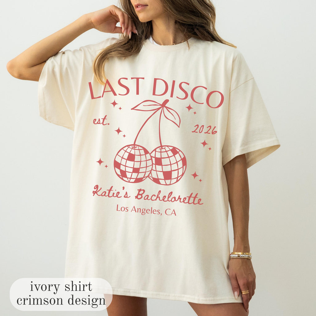 Last Disco Comfort Colors® Shirts, Custom Disco Bachelorette Party Tees, Luxury Bachelorette, Western Bach Cocktail Club Bridal Shower Gift