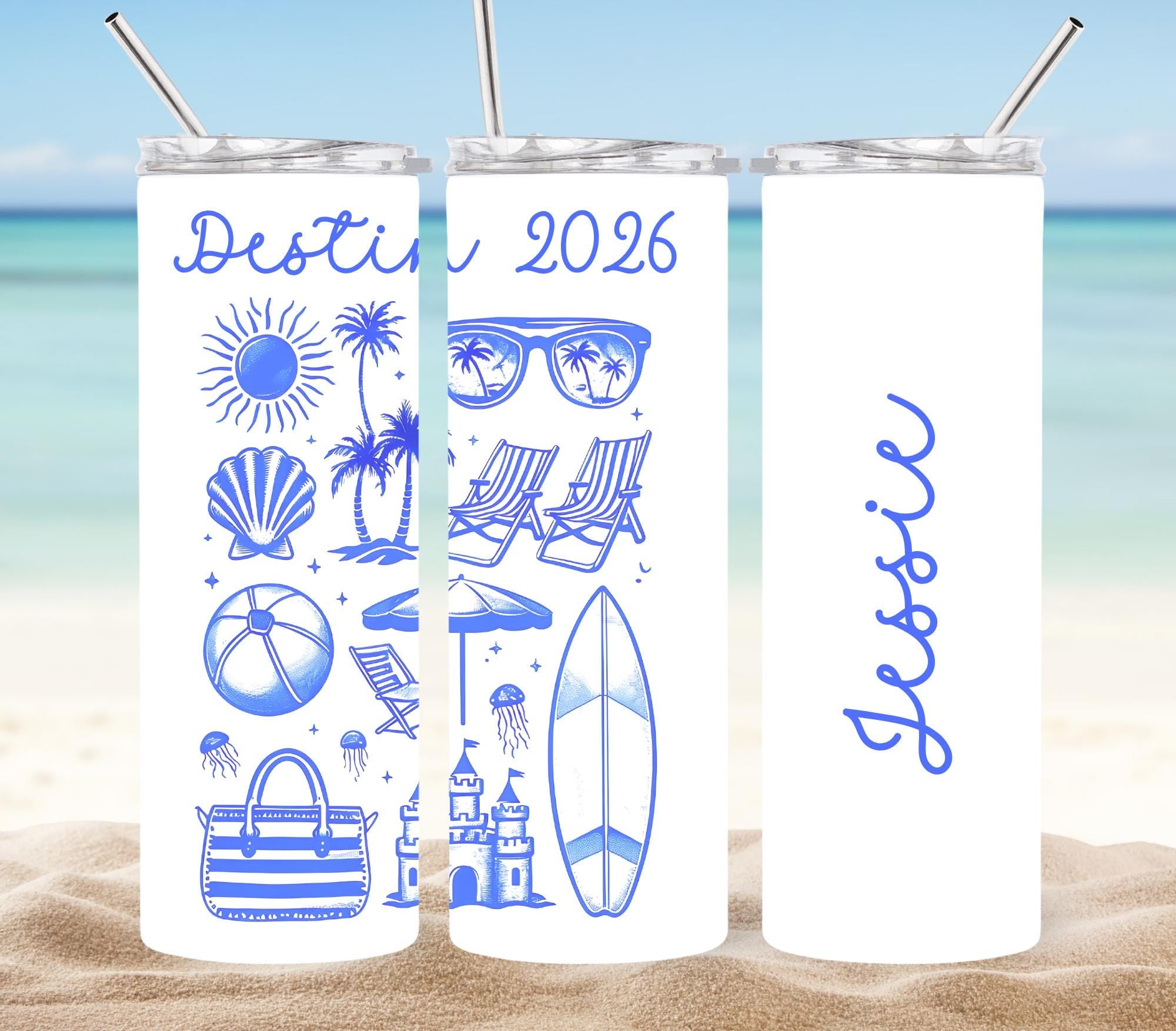 Beach Trip Personalized Can Koozie, Beach Trip Can Cooler and Tumbler, Personalized Beach Can Cooler, Beach Trip Gift Koozie and Tumbler
