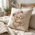 Fairy Teddy Bear Embroidery Design, Pink Bow Angel Bear Machine Embroidery File, Baby Girl PES DST EXP, 5 sizes, Digital Download