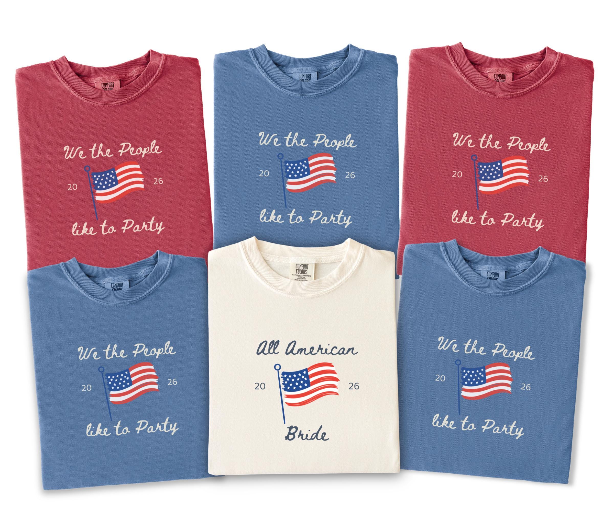 Custom All American Bride 4th of July Bachelorette Shirts, Red White I Do Tees, Matching Bride Tribe, Independence Day Weekend Bach Tee