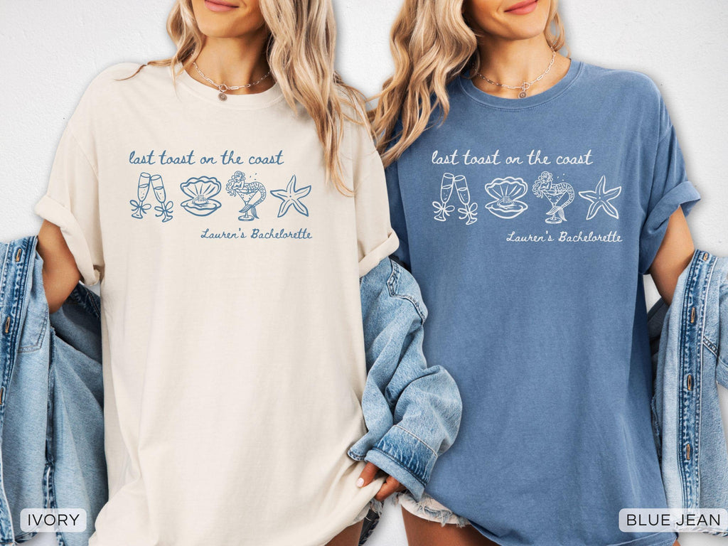 Last Toast on the Coast Bachelorette Comfort Colors® Shirts, Beach Bachelorette Group T-shirts, Coastal Bach Tee