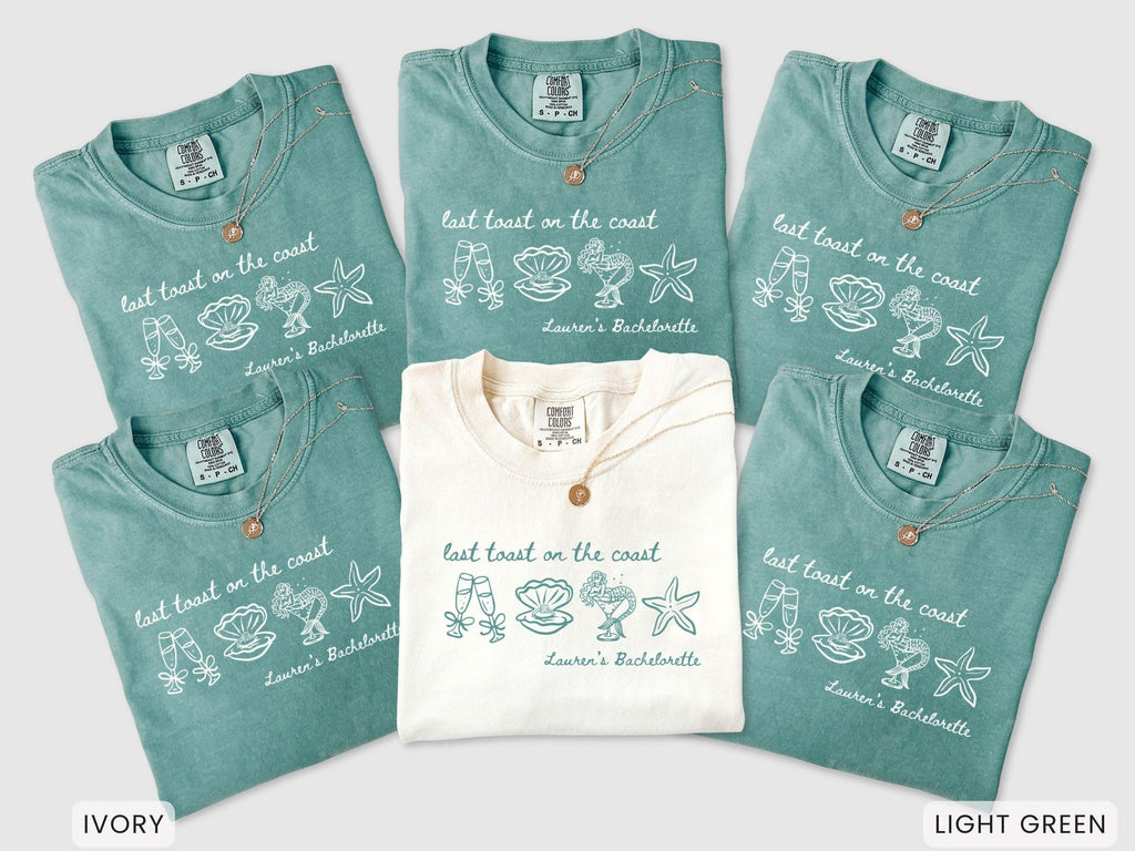 Last Toast on the Coast Bachelorette Comfort Colors® Shirts, Beach Bachelorette Group T-shirts, Coastal Bach Tee