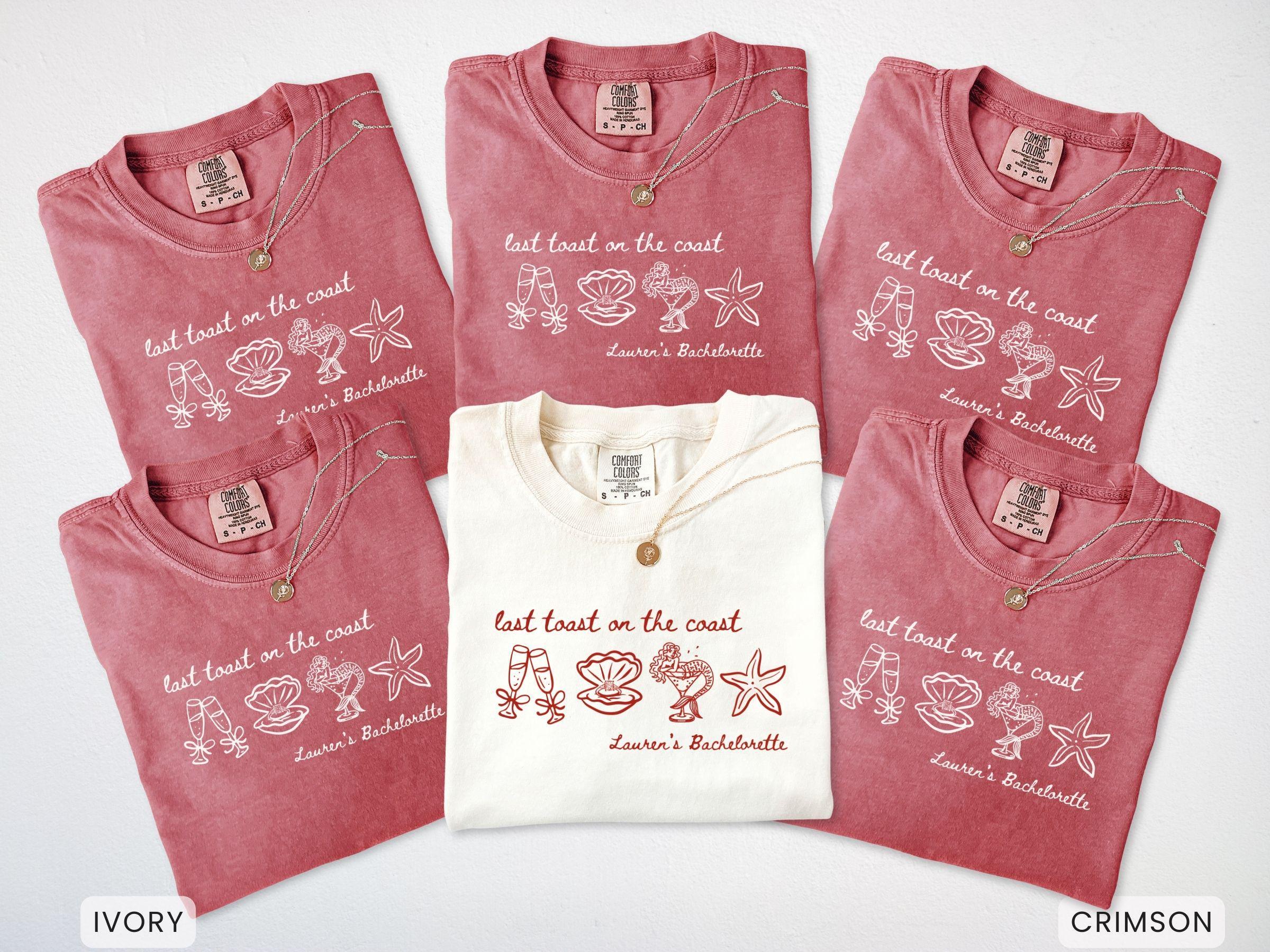 Last Toast on the Coast Bachelorette Comfort Colors® Shirts, Beach Bachelorette Group T-shirts, Coastal Bach Tee