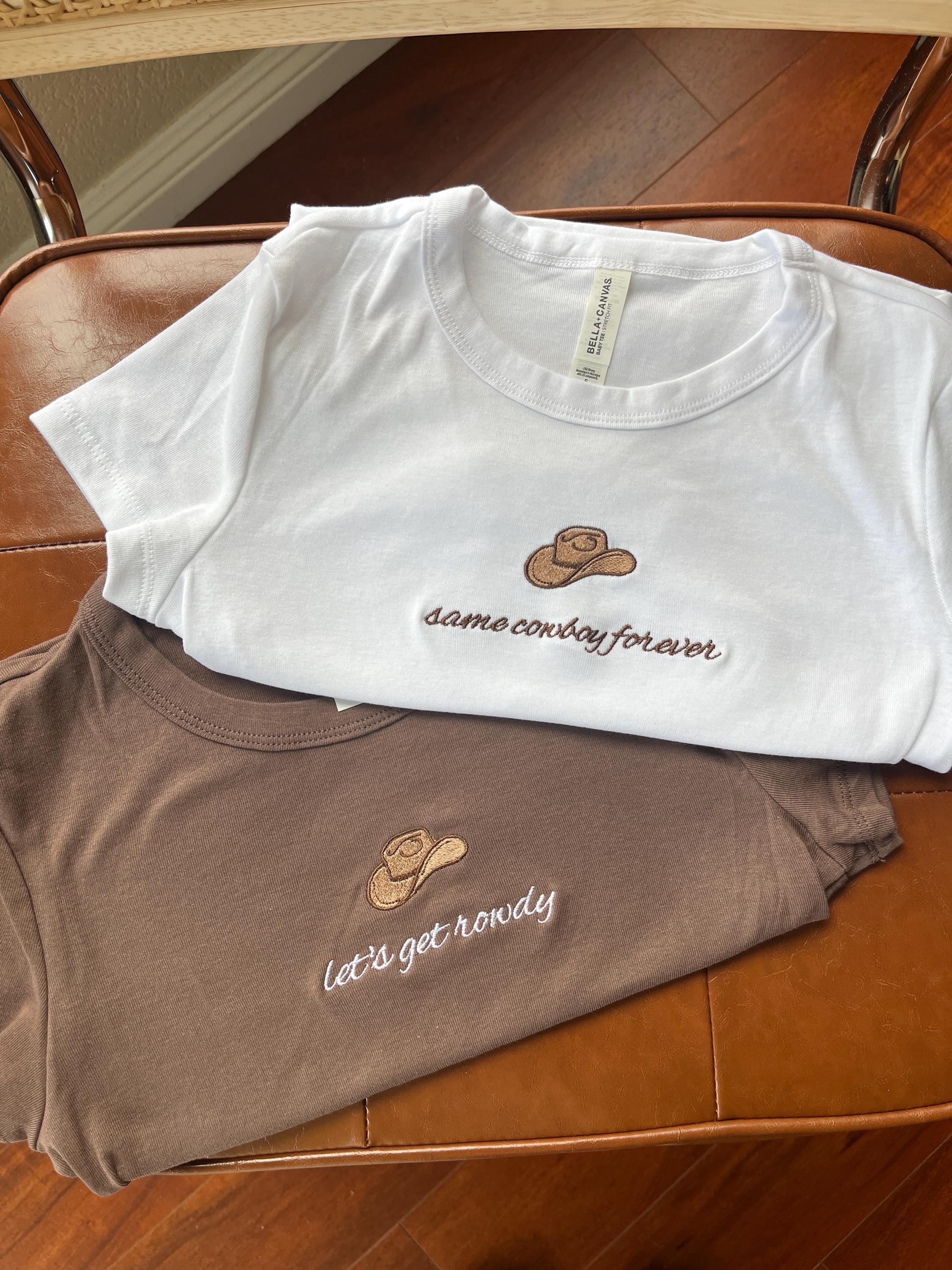 Custom Embroidered Cowgirl Bachelorette Baby Tee Shirt, Nashville Bach Party, Western Bride, Rodeo Bach Crop Tops, Country Bach Party Shirts