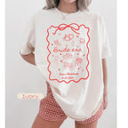 Custom Bride Era T-shirt,Personalized Bachelorette Party Tee,Coquette Bow Bridal Shower Gift, and Drawn Wedding Doodles Shirt,Future Mrs Top