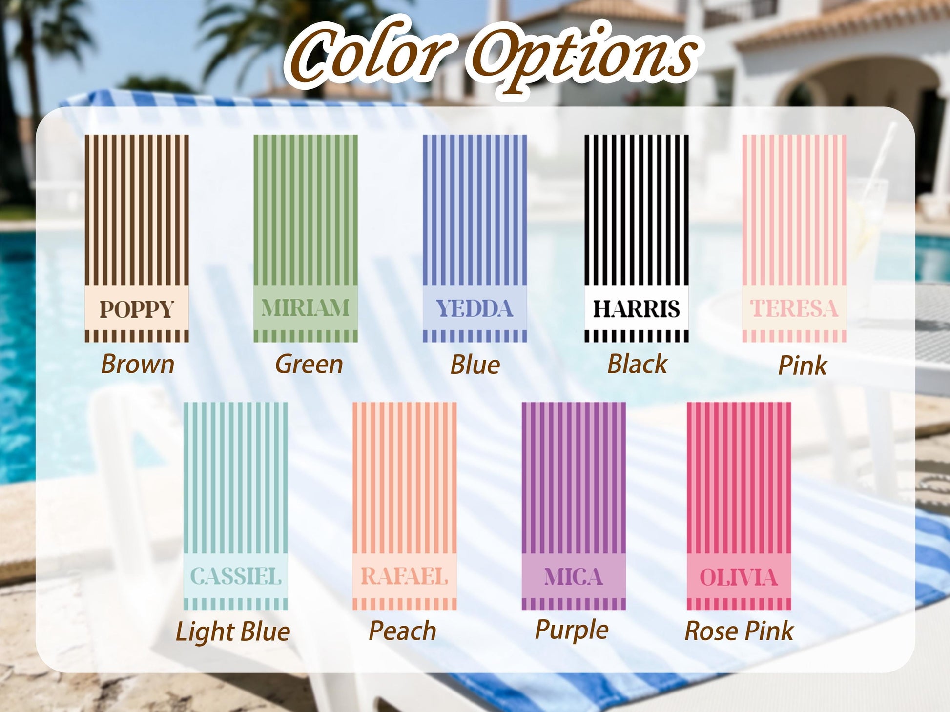 Personalized Striped Beach Towel, Custom Name Bachelorette Party Gift, Summer Vacation Essential