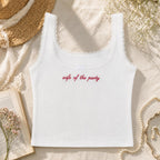 Custom Embroidered Lace Tank Top, Wife of the Party Shirt, Modal Tank Bridal Shower Gift, Engagement Gift, Bachelorette Party Top