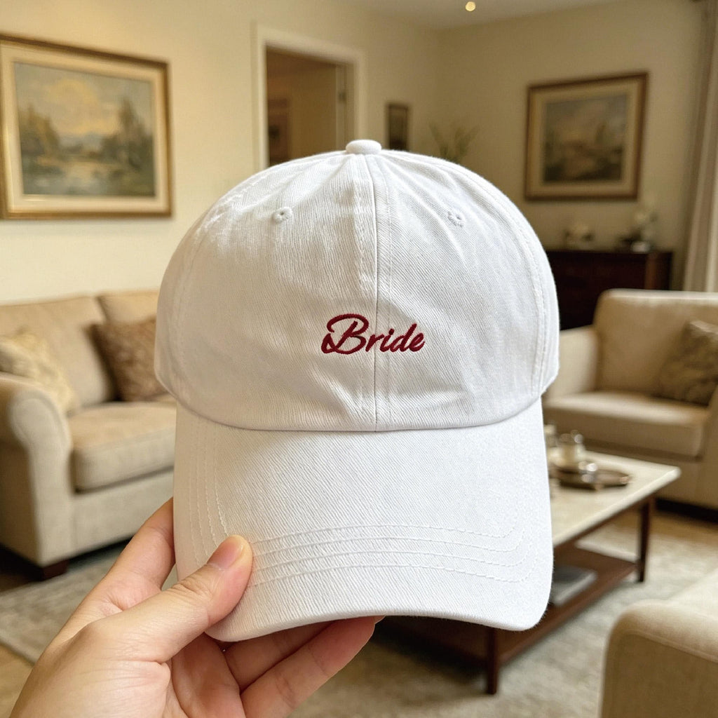 Personalized Cotton Bride Hat Custom Text Embroidered cap Bridal Party Gift Camp Bachelorette Quote Unisex Cap