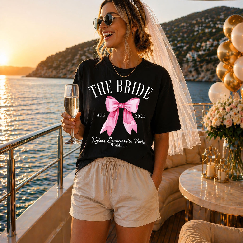 Coquette Bachelorette Shirts, Bow Bach Club Shirt, Pink Bow Bride Squad, Custom Bachelorette Party Shirts, Girls Trip Outfit