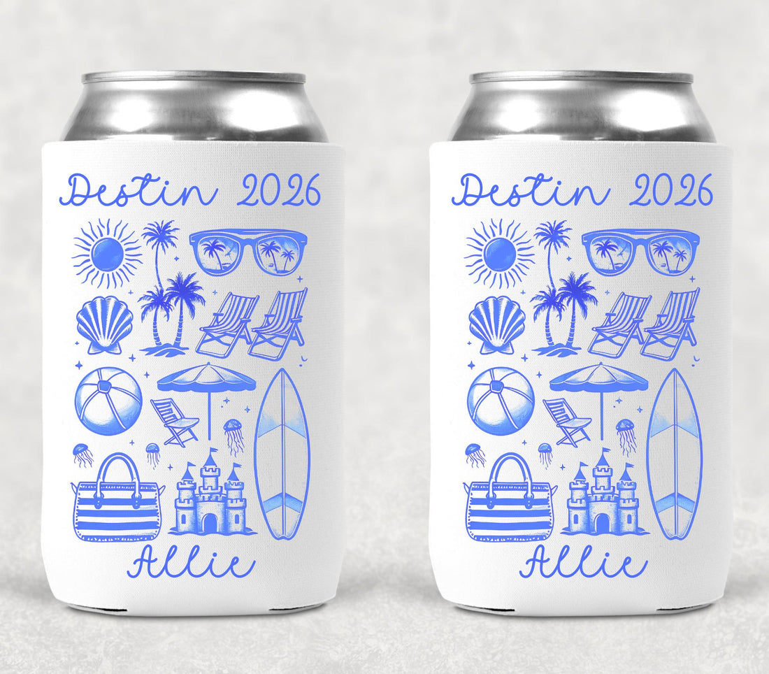 Beach Trip Personalized Can Koozie, Beach Trip Can Cooler and Tumbler, Personalized Beach Can Cooler, Beach Trip Gift Koozie and Tumbler