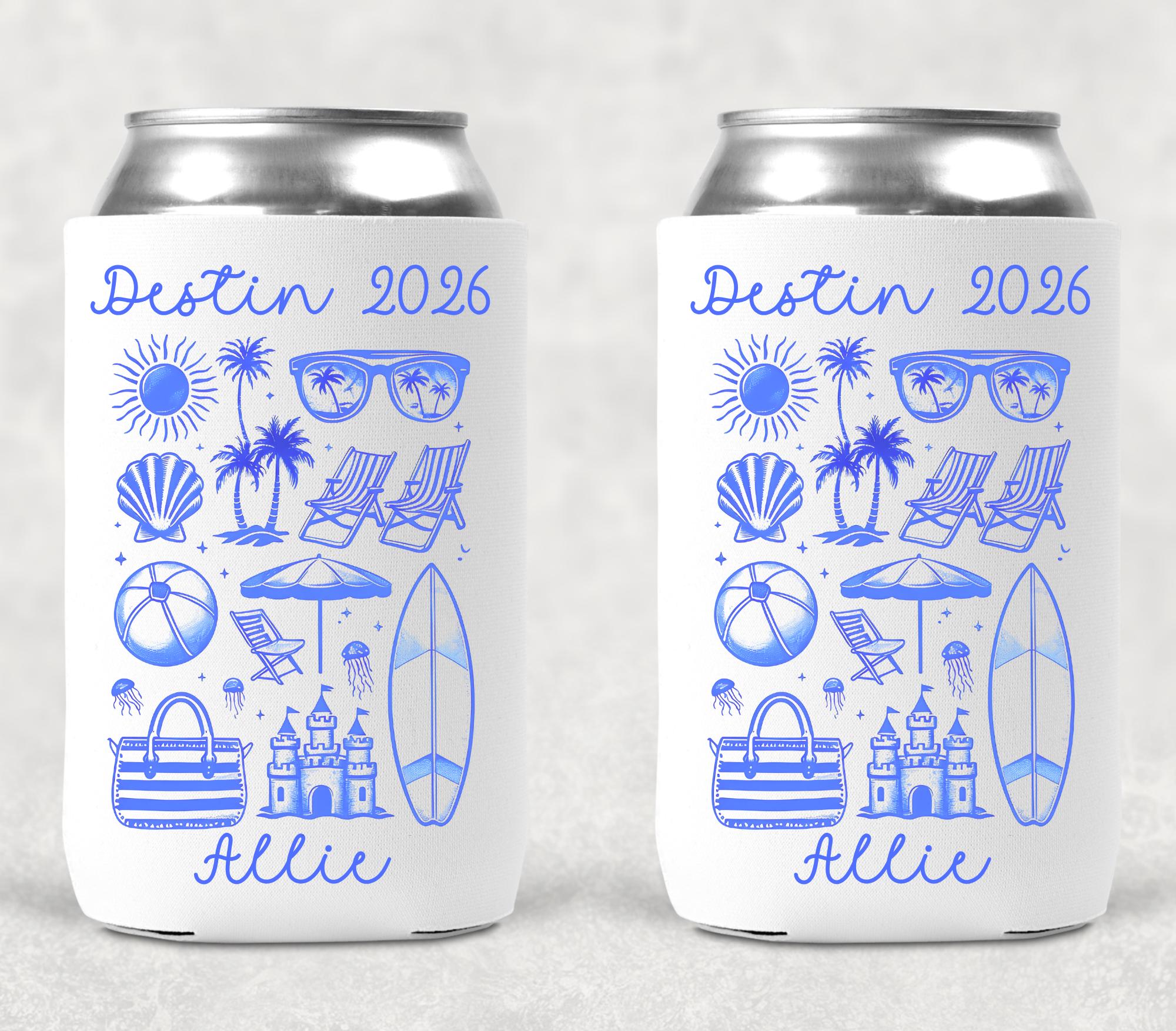 Beach Trip Personalized Can Koozie, Beach Trip Can Cooler and Tumbler, Personalized Beach Can Cooler, Beach Trip Gift Koozie and Tumbler