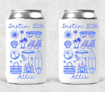 Beach Trip Personalized Can Koozie, Beach Trip Can Cooler and Tumbler, Personalized Beach Can Cooler, Beach Trip Gift Koozie and Tumbler