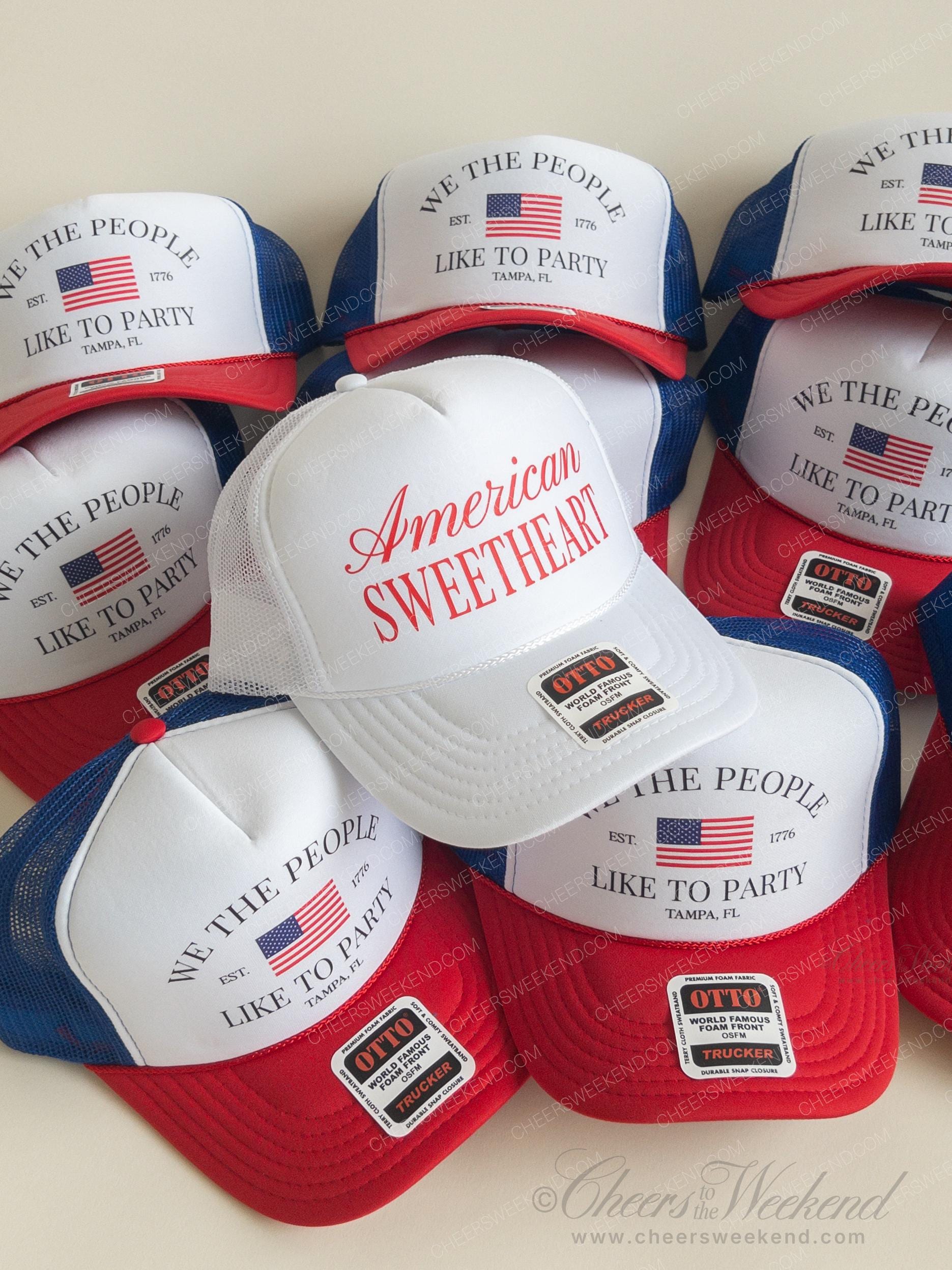 Patriotic Group Hats, USA Bachelorette Hats, 4th of July Party hats, Fourth of July Bach Hats, American Bride
