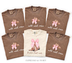 Bachelorette Shirt Bride’s Last Ride, Wild West Crew Tee, Comfort Colors® Western Cowgirl Boots Pink Bow Nashville Bachelorette Party tShirt