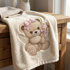 Fairy Teddy Bear Embroidery Design, Pink Bow Angel Bear Machine Embroidery File, Baby Girl PES DST EXP, 5 sizes, Digital Download