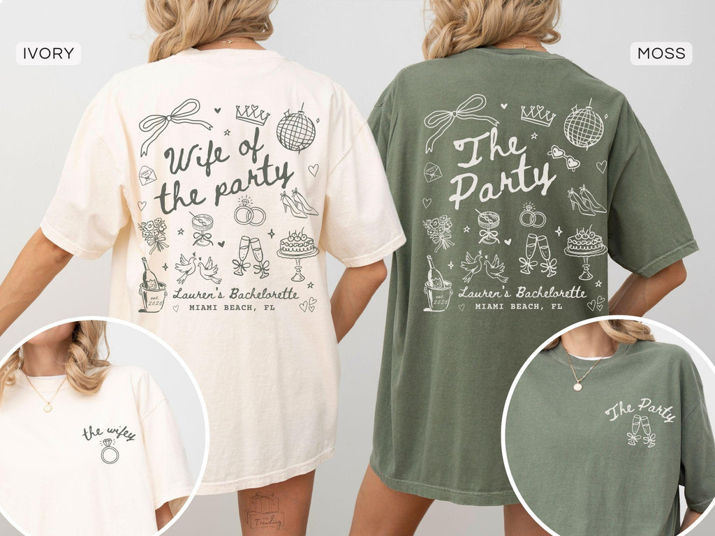 Comfort Colors® Wife of The Party Bachelorette Party Matching Shirts Bridesmaid Proposal Gift, Custom Getting Ready Bridal Party Tshirts