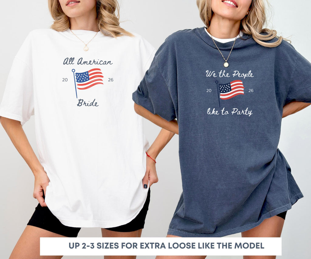 Custom All American Bride 4th of July Bachelorette Shirts, Red White I Do Tees, Matching Bride Tribe, Independence Day Weekend Bach Tee