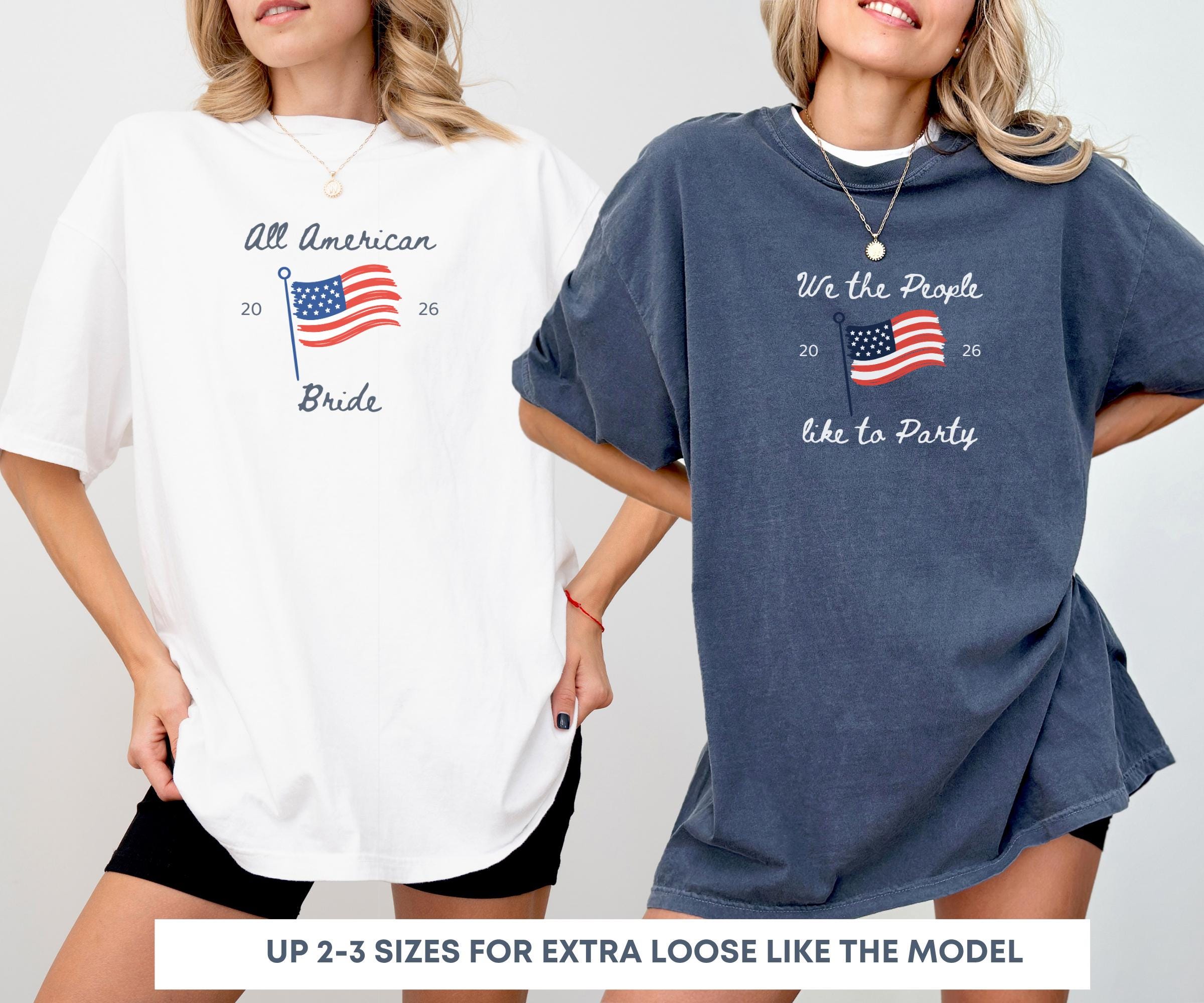 Custom All American Bride 4th of July Bachelorette Shirts, Red White I Do Tees, Matching Bride Tribe, Independence Day Weekend Bach Tee