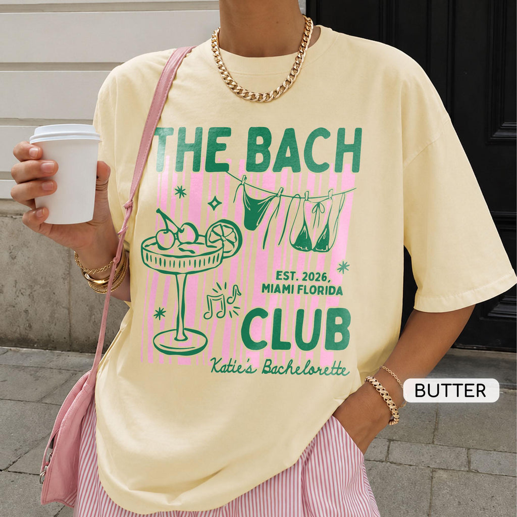 Custom Beach Bachelorette Shirt, The Bach Club Comfort Colors Shirt, Girls Weekend Bride Club Tee, Bridesmaid Gift,Bach Matching Party Shirt