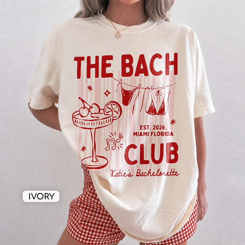 Custom Beach Bachelorette Shirt, The Bach Club Comfort Colors Shirt, Girls Weekend Bride Club Tee, Bridesmaid Gift,Bach Matching Party Shirt